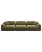 Canapé Modulaire Velours Lucien, 4 Places vert clair - 320x90x70 cm