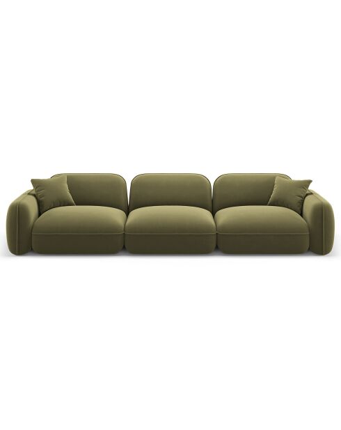 Canapé Modulaire Velours Lucien, 4 Places vert clair - 320x90x70 cm
