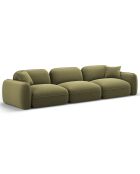 Canapé Modulaire Velours Lucien, 4 Places vert clair - 320x90x70 cm