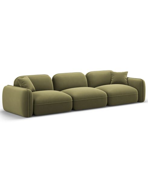 Canapé Modulaire Velours Lucien, 4 Places vert clair - 320x90x70 cm