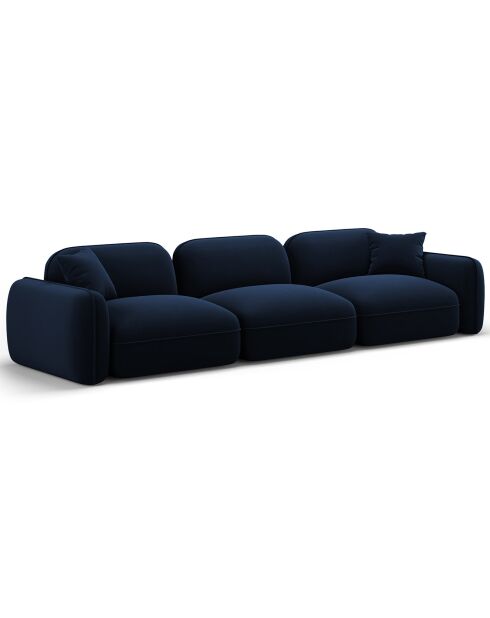 Canapé Modulaire Velours Lucien, 4 Places bleu roi - 320x90x70 cm