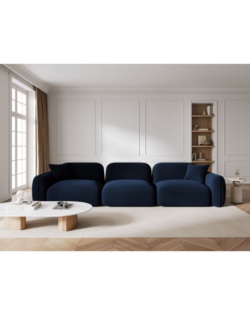 Canapé Modulaire Velours Lucien, 4 Places bleu roi - 320x90x70 cm