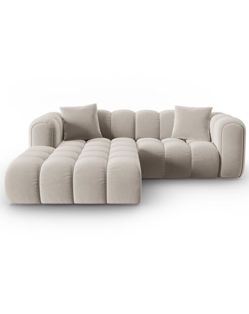 Clotilde Velours Clotilde Modulares Ecksofa für 3 Personen, links, hellbeige — 177 x 228 x 70 cm