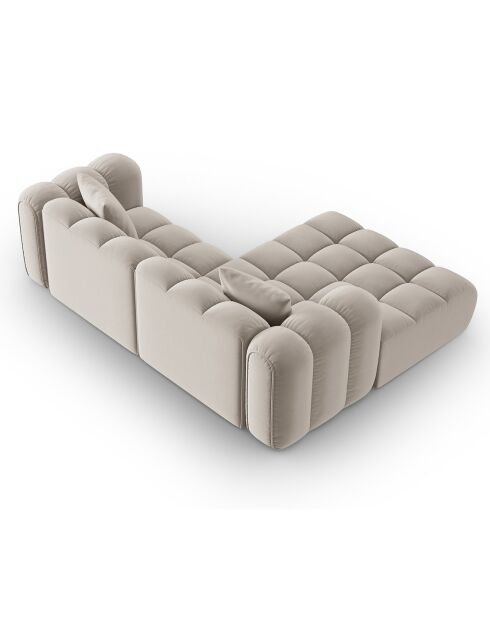 Clotilde Velours Clotilde Modulares Ecksofa für 3 Personen, links, hellbeige — 177 x 228 x 70 cm