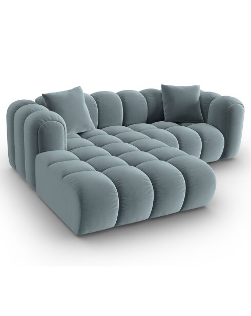 Clotilde Velours Clotilde 3-Sitzer, modulares Ecksofa, links, 177 x 228 x 70 cm, hellblau