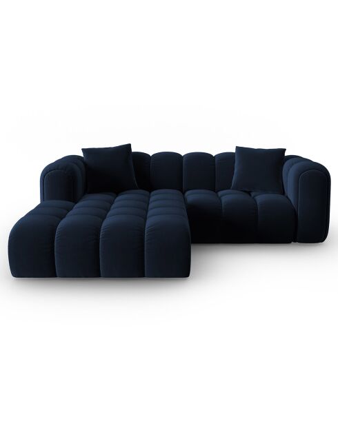 Canapé d'angle gauche Modulaire Velours Clotilde 3 Places bleu roi - 177x228x70 cm