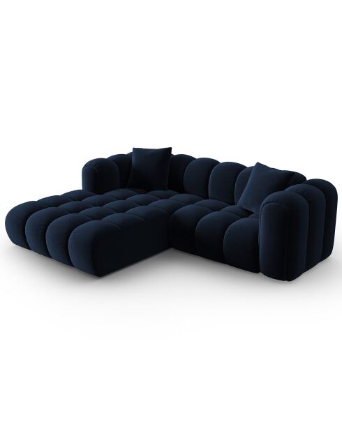 Canapé d'angle gauche Modulaire Velours Clotilde 3 Places bleu roi - 177x228x70 cm