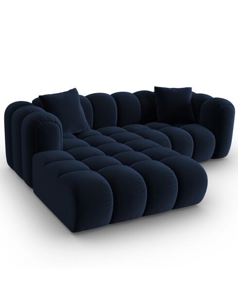 Clotilde Velours Clotilde Modulares Ecksofa für die linke Seite, 3-Sitzer, Königsblau — 177 x 228 x 70 cm