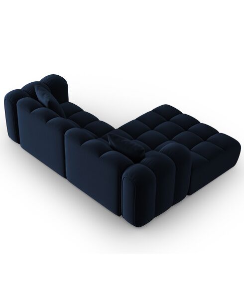 Canapé d'angle gauche Modulaire Velours Clotilde 3 Places bleu roi - 177x228x70 cm
