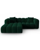 Canapé d'angle gauche Modulaire Velours Clotilde 3 Places vert bouteille - 177x228x70 cm