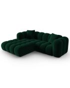 Canapé d'angle gauche Modulaire Velours Clotilde 3 Places vert bouteille - 177x228x70 cm