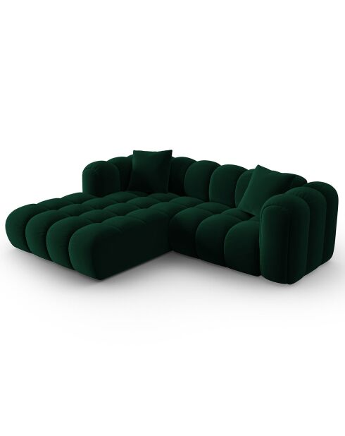 Canapé d'angle gauche Modulaire Velours Clotilde 3 Places vert bouteille - 177x228x70 cm