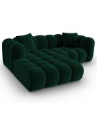 Canapé d'angle gauche Modulaire Velours Clotilde 3 Places vert bouteille - 177x228x70 cm