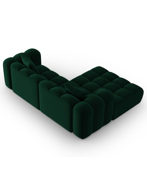 Canapé d'angle gauche Modulaire Velours Clotilde 3 Places vert bouteille - 177x228x70 cm