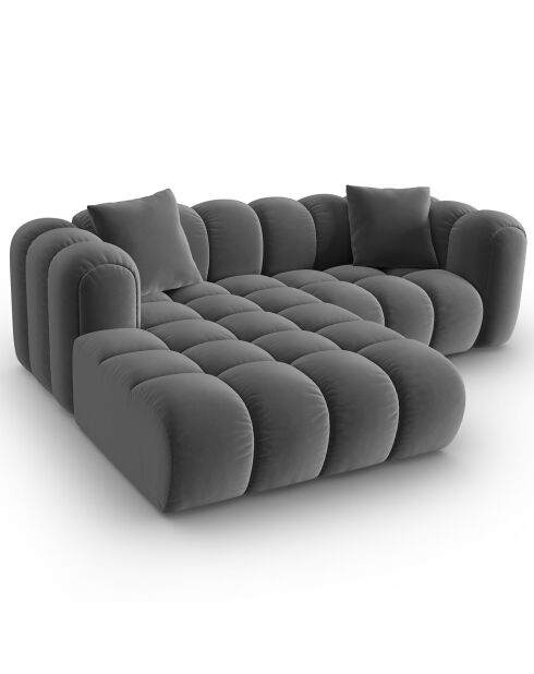 Clotilde Velours Clotilde Modulares Ecksofa für links, 3-Sitzer, Zement, 177 x 228 x 70 cm
