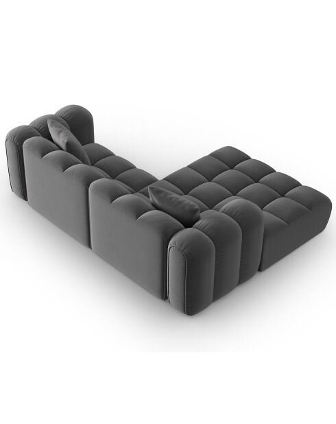 Clotilde Velours Clotilde Modulares Ecksofa für links, 3-Sitzer, Zement, 177 x 228 x 70 cm