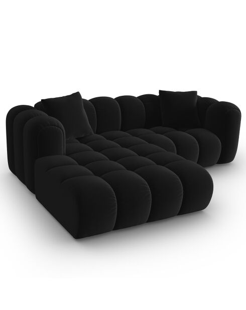 Canapé d'angle gauche Modulaire Velours Clotilde 3 Places noir - 177x228x70 cm