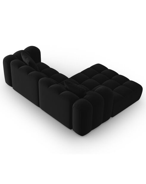 Clotilde 3-zits zwarte fluwelen modulaire hoekbank voor de linkerhoek - 177x228x70 cm