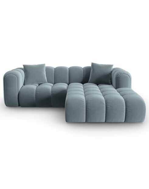 Clotilde Velours Clotilde 3-Sitzer, modulares Ecksofa, rechts, 177 x 228 x 70 cm, hellblau