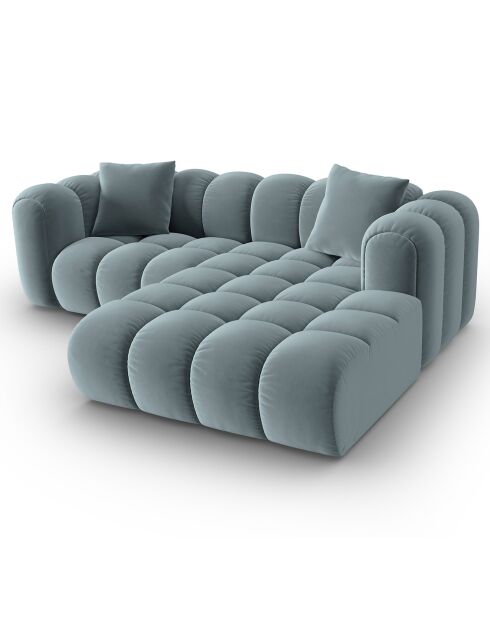 Clotilde Velours Clotilde 3-Sitzer, modulares Ecksofa, rechts, 177 x 228 x 70 cm, hellblau
