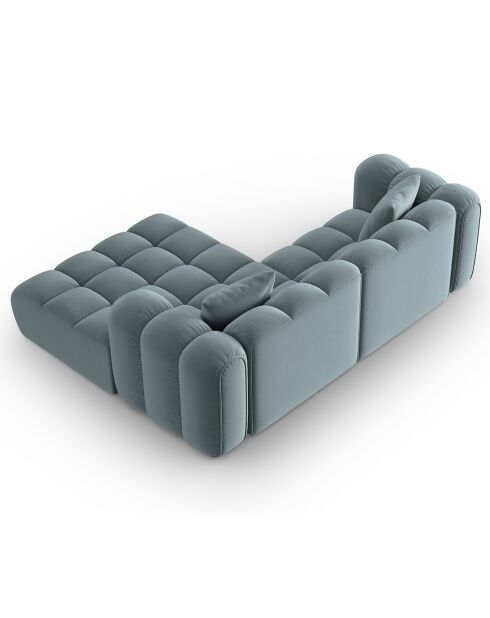 Clotilde Velours Clotilde 3-Sitzer, modulares Ecksofa, rechts, 177 x 228 x 70 cm, hellblau