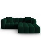 Canapé d'angle droit Modulaire Velours Clotilde 3 Places vert bouteille - 177x228x70 cm