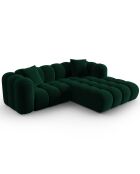 Canapé d'angle droit Modulaire Velours Clotilde 3 Places vert bouteille - 177x228x70 cm