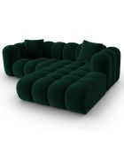 Canapé d'angle droit Modulaire Velours Clotilde 3 Places vert bouteille - 177x228x70 cm