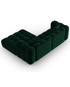 Canapé d'angle droit Modulaire Velours Clotilde 3 Places vert bouteille - 177x228x70 cm