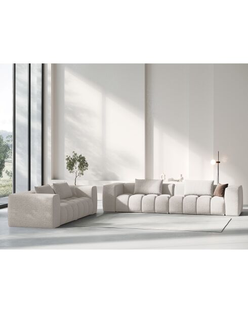 Canapé Modulaire Lorella 5 Places beige - 290x85x70 cm