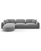 Canapé d'angle gauche Modulaire Velours Lucien 4 Places gris clair - 320x165x70 cm
