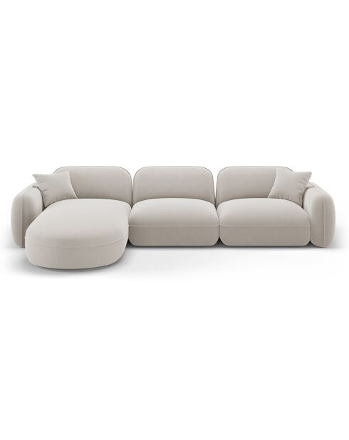 Canapé d'angle gauche Modulaire Velours Lucien 4 Places ivoire - 320x165x70 cm