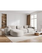 Canapé d'angle gauche Modulaire Velours Lucien 4 Places ivoire - 320x165x70 cm