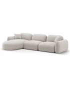Canapé d'angle gauche Modulaire Velours Lucien 4 Places ivoire - 320x165x70 cm