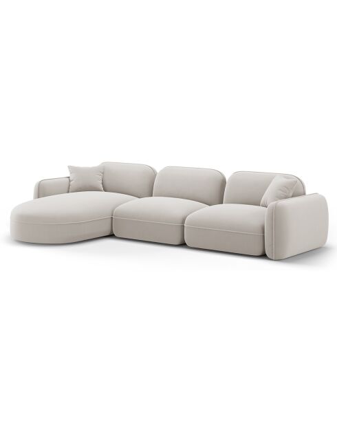Canapé d'angle gauche Modulaire Velours Lucien 4 Places ivoire - 320x165x70 cm