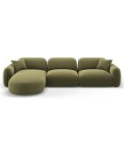 Canapé d'angle gauche Modulaire Velours Lucien 4 Places vert clair - 320x165x70 cm
