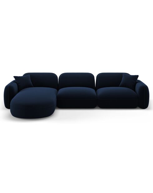Canapé d'angle gauche Modulaire Velours Lucien 4 Places bleu roi - 320x165x70 cm