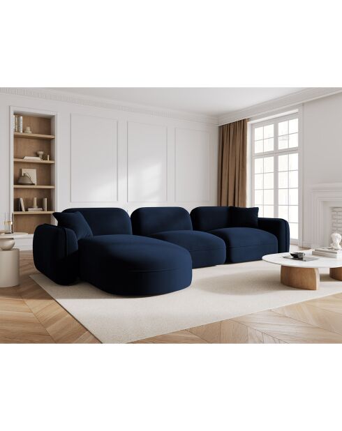 Canapé d'angle gauche Modulaire Velours Lucien 4 Places bleu roi - 320x165x70 cm