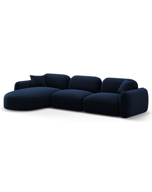 Canapé d'angle gauche Modulaire Velours Lucien 4 Places bleu roi - 320x165x70 cm