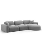 Canapé d'angle droit Modulaire Velours Lucien 4 Places gris clair - 320x165x70 cm