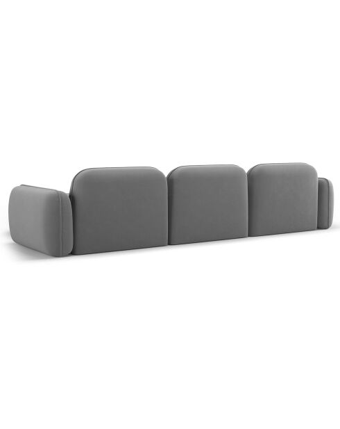 Canapé d'angle droit Modulaire Velours Lucien 4 Places gris clair - 320x165x70 cm