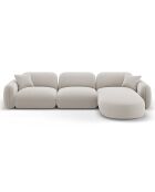 Canapé d'angle droit Modulaire Velours Lucien 4 Places ivoire - 320x165x70 cm
