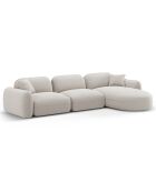 Canapé d'angle droit Modulaire Velours Lucien 4 Places ivoire - 320x165x70 cm