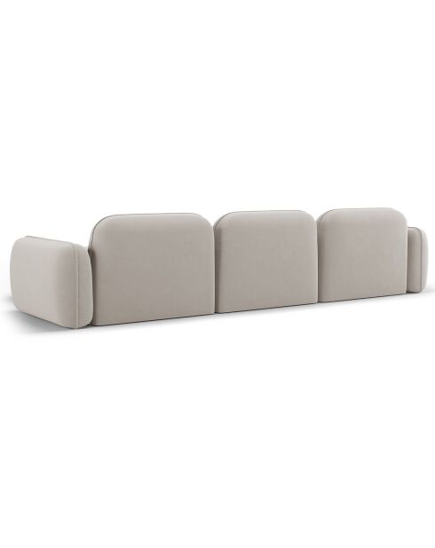 Canapé d'angle droit Modulaire Velours Lucien 4 Places ivoire - 320x165x70 cm