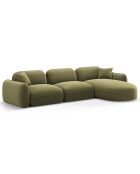 Canapé d'angle droit Modulaire Velours Lucien 4 Places vert clair - 320x165x70 cm