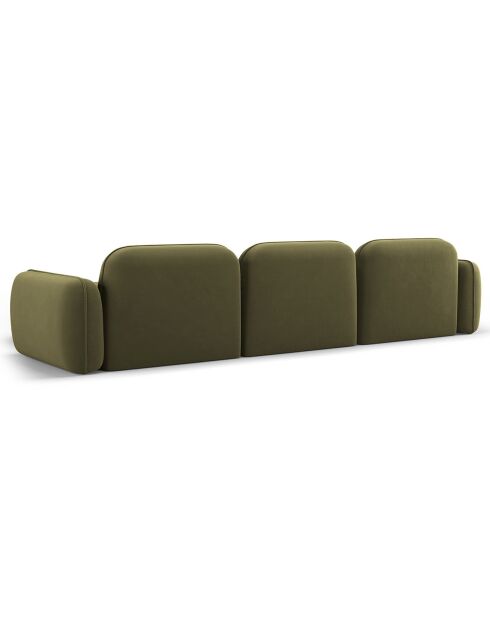 Canapé d'angle droit Modulaire Velours Lucien 4 Places vert clair - 320x165x70 cm