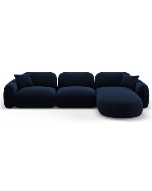 Canapé d'angle droit Modulaire Velours Lucien 4 Places bleu roi - 320x165x70 cm