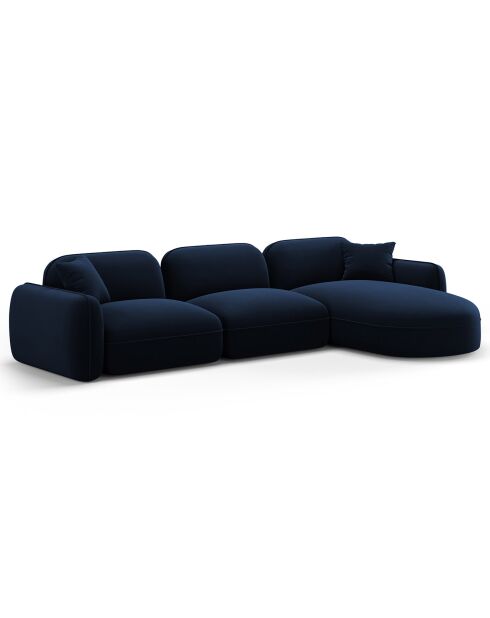 Canapé d'angle droit Modulaire Velours Lucien 4 Places bleu roi - 320x165x70 cm
