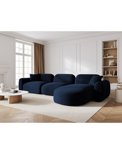 Canapé d'angle droit Modulaire Velours Lucien 4 Places bleu roi - 320x165x70 cm