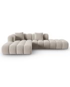 Clotilde Velours Clotilde Ecksofa für 4 Personen, offen links, hellbeige, 294 x 177 x 70 cm